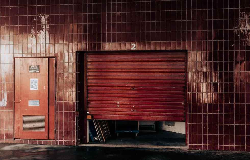 red garage door image