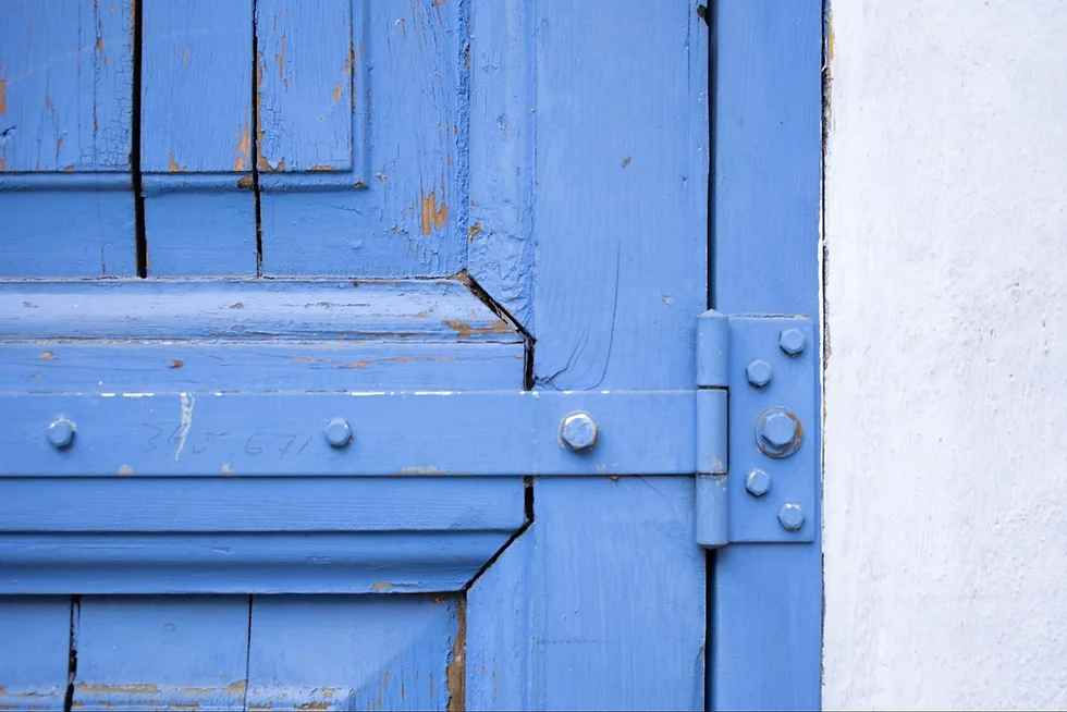 Blue wood garage door image