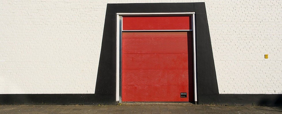 red garage door image